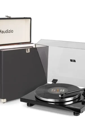 Audizio Toledo - Pack Platine Vinyle HiFi Premium Sortie Bluetooth - Étui de Rangement pour Vinyle 33 Tours RC32 inclus - Noire | Prix avantageux