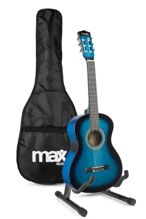 Max SoloArt Pack Guitare Classique Junior 3/4 avec Support - Bleue, Enfant 8 à 12 ans - Nouveau chez nous