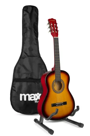 Fin de série - Max SoloArt Pack Guitare Classique Junior 3/4 avec Support - Sunburst, Enfant 8 à 12 ans
