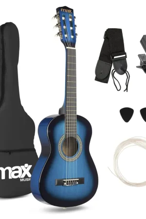 2nde Vie - Max SoloArt Pack Guitare Classique Junior 1/4 - Bleue, Enfant 4 à 6 ans | Qualité professionnelle