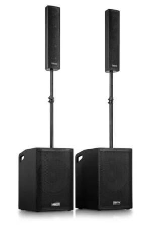 Vonyx VX1080BT Pack Sono DJ - Set d'Enceintes Actives 2.2 avec Caisson de Basses 15 Pouces - 1250W - Tout nouveau