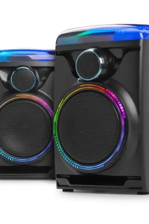 Fenton Track 2.0 - Set Karaoké 120W avec BT Sans Fil, LEDs et Micro - Enceintes Stéréo | Noir | Se termine bientôt