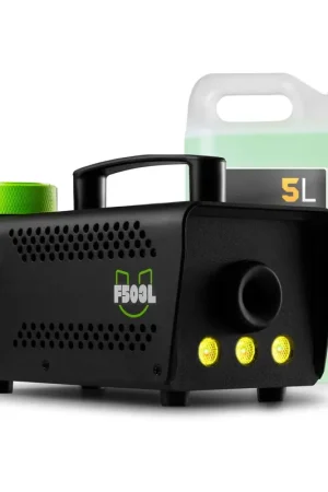 Coup de cœur | Pack Fuzzix F503L - Machine à Fumée LED 500W avec 3 LEDs RGB, Télécommande Sans Fil et 5 L de Liquide Inclus | Compacte, Rapide et Colorée