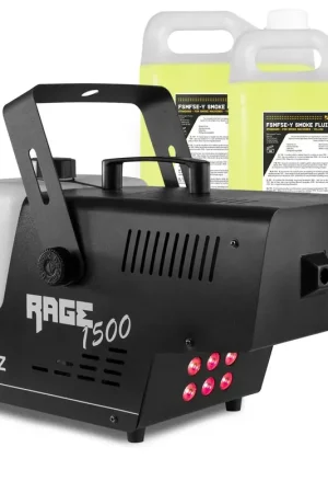 Très apprécié des clients | BeamZ RAGE1500LED - Machine à Fumée 1000 Watts LEDs RGB DMX et 10L de liquide