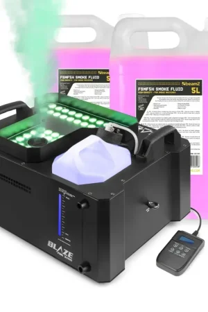 Très bien noté | BeamZ Professional BLAZE3500 - Pack Machine à Fumée Verticale et Horizontale RGB - 3500 Watts | 10L Inclus