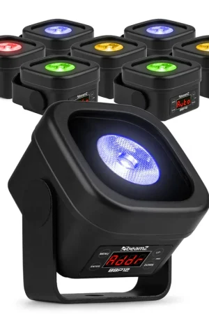 Pack de 8 BeamZ BBP12 - Uplight LED RGBAL 12W Sans Fil IP65 W-DMX | Filtres Frost Magnétiques Intégrés | Prix bas