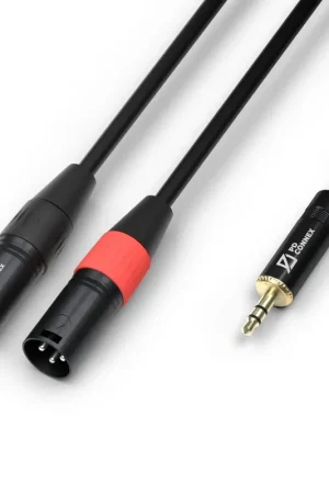 Prix doux - PD Connex CX70-3 - Câble Haute Qualité 2 × XLR mâle à 3,5 mm stéréo (3 m) | Pour Installations Audio-pro