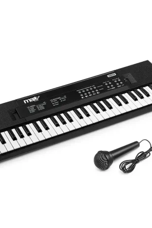 MAX KD54 - Clavier Électronique Noir 54 Touches - Enfants & Débutants, Batterie Intégrée | Micro Inclus | Bientôt épuisé