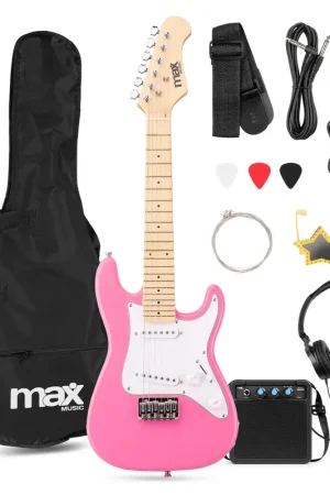 Quantité limitée | Max GigKit Junior 1/4 - Pack Guitare Électrique Enfant 3 à 7 ans - Rose