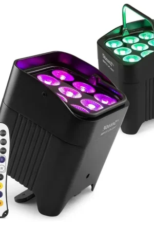 BeamZ Pro BBP59 - Pack de 2 Projecteurs d’ambiance sans fil IP65 9x 12W RGBWA-UV | Batterie amovible & Wireless DMX | Achetez dès maintenant