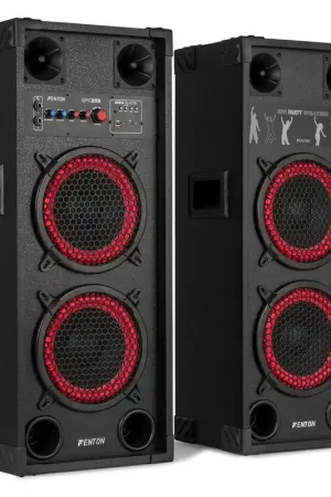 Incontournable - Fenton SPK-208 - Pack enceintes actives PA 2x8" 800W avec BT sans fil, USB/SD et entrées micro