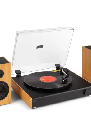 Très populaire | Audizio RP337BB - Platine Vinyle Bambou - Vintage avec enceintes sans fil BT indépendantes et mobiles, Lecteur 3 vitesses, USB et Bluetooth