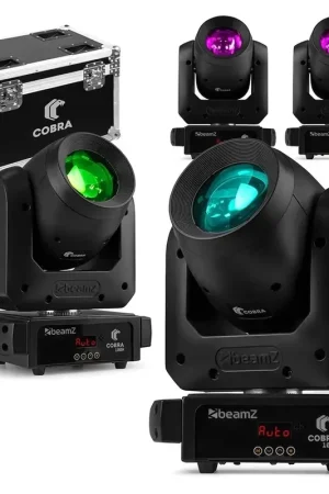 Pack 4x BeamZ Cobra 100H - Lyre LED Motorisée Beam avec Prisme Rotatif DMX - 100W | Flightcase Inclus | Bien noté