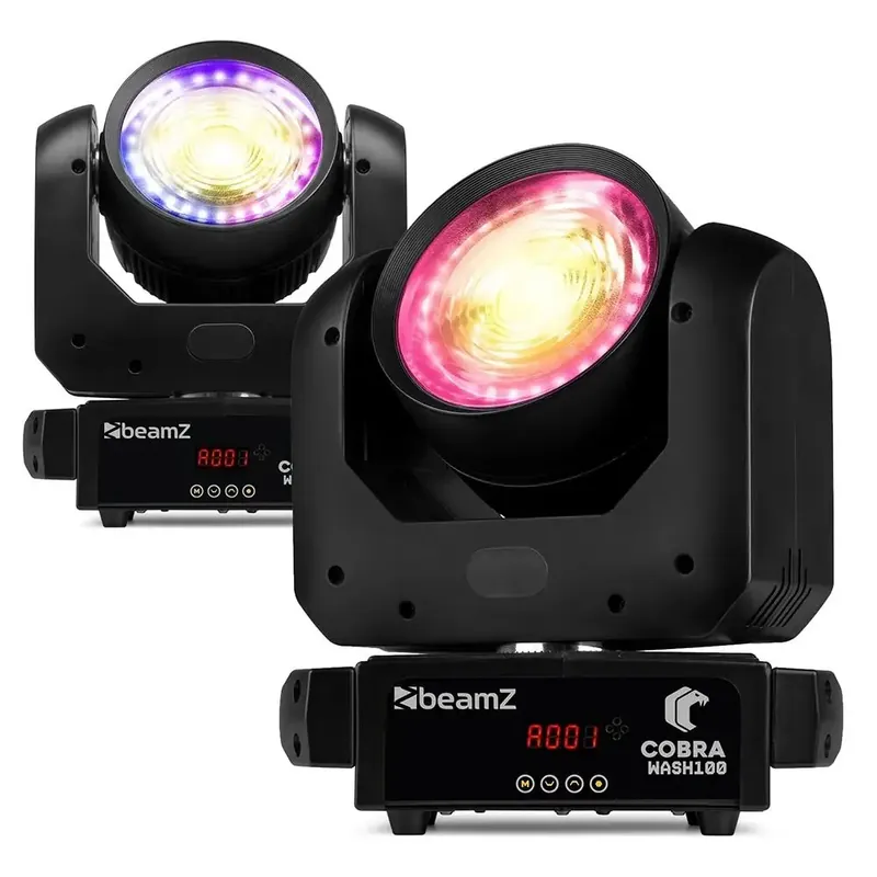 Prix doux - BeamZ Cobra Wash100 - Pack De 2 Lyres Wash LED 100W Avec Anneau Lumineux Blanc Chaud et Blanc Froid | Éclairage Scène DJ, Club Et Événementiel