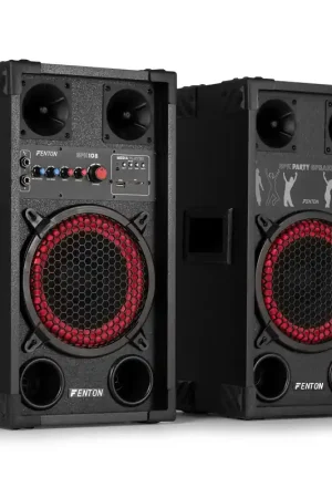 2nde Vie - Fenton SPK-108 - Enceintes actives 2.0 8″ 400 W avec BT sans fil, USB/SD et entrée micro - Noires | Qualité premium