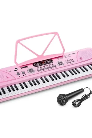 Meilleure vente | 2nde Vie - MAX KD61 - Clavier Électronique Rose 61 Touches Portable avec Batterie Rechargeable | 200 Sons, 200 Rythmes & Haut-Parleurs Intégrés