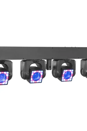 BeamZ Showbar GO Shine - Barre 4 Lyres LED RGBW 160W avec Anneau LED - Éclairage DJ pour Scène et Animation - Derniers jours