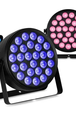 Offre | BeamZ BCC240 - Pack de 2 FlatPAR LED RGBW 27x 4W chacun - Extra-Plats avec Télécommande - Projecteurs PAR LEDs Puissants DJ pour Soirées et Scènes
