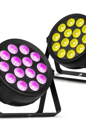 BeamZ BCC145 - Pack de 2 FlatPAR LED RGBW 14x 4W chacun - Extra-Plats avec Télécommande - Projecteurs PAR LED Compacts Slim pour DJ et Soirées - Top des ventes