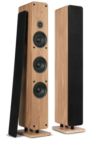 Audizio ARCO - Paire d’Enceintes Colonne Hi-Fi Passives 320W Chêne Clair - Système Stéréo pour Salon et Home Cinéma - Envoi rapide