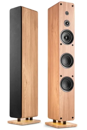 Audizio ARCO - Paire d'Enceintes Colonne Hi-Fi Stéréo 320W avec Radio DAB+, BT, pour Salon, TV et Musique, Finition Chêne Clair - Plus que quelques unités
