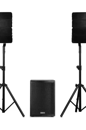 Vonyx VX915 - Système Sono Line Array 2.1 1400W avec Subwoofer 15" - Pack Enceintes DJ avec Stands - Expédition immédiate