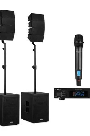 Bon prix - Vonyx VX922 - Système Sono Line Array 2.2 1600W avec Subwoofers 12" + Micro UHF - Pack DJ Chanteur Complet