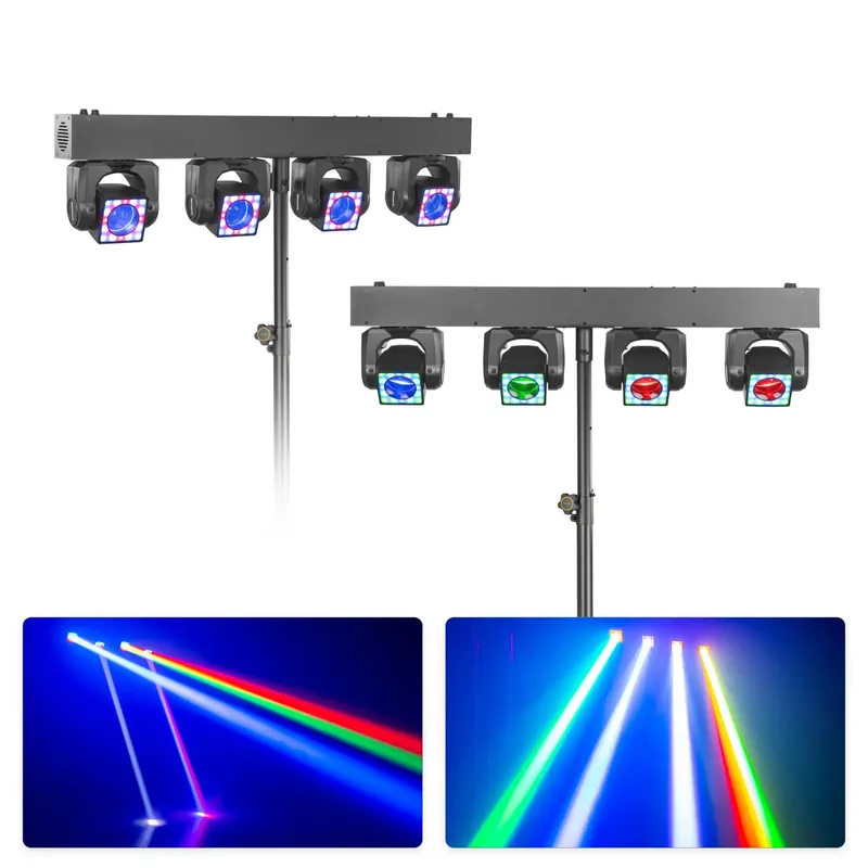 Super offre | BeamZ Showbar GO Shine Set - Pack 2 Barres 4 Lyres LED RGBW 160W avec Anneaux LED + Pieds - Éclairage DJ Scène