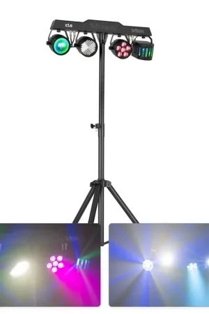 BeamZ CLS Triton Party Bar Jeu de Lumière 4 Effets Complets avec Stroboscope et Pied | Premium