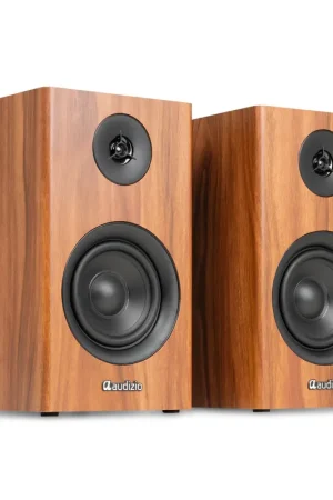 Best-seller - Audizio BS15 Enceintes Bibliothèque BT Actives 60W Merisier