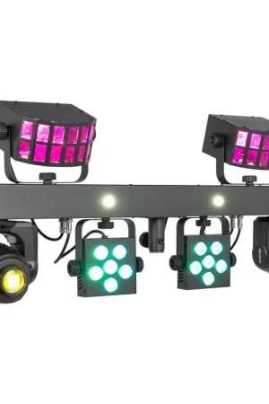 BeamZ Showbar GO Shine - Barre 4 Lyres LED RGBW 160W avec Anneaux LED - Éclairage DJ Scène - Réduction spéciale