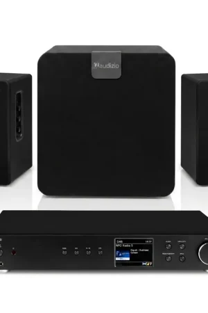 Audizio Pack Hi-Fi stéréo avec tuner DAB+, enceintes bibliothèque et caisson de basses | Meilleur prix