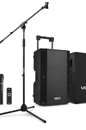 Vonyx VSA500 - Enceinte Sono Portable 800W avec Housse, 2 Micros Main et Pied de Micro | Économisez maintenant