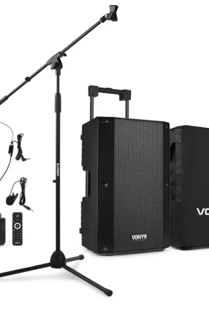 Meilleure vente | Vonyx VSA500-BP - Enceinte Sono Portable 12" 800W avec Housse, 2 Micros et Pied de Micro