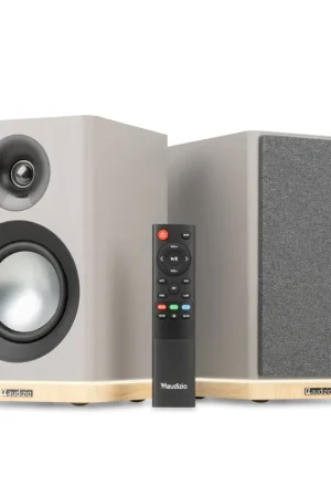 Tout juste ajouté | Audizio KS12 - Enceintes Hi-Fi Actives BT HDMI ARC 80 W avec Éclairage Ambiant - Gris
