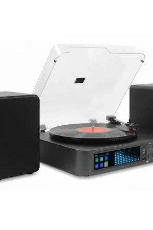 Plus que quelques jours | Audizio Norfolk - Platine Vinyle Tout-en-Un avec Enceintes Bluetooth et Radio DAB+ FM - 80W