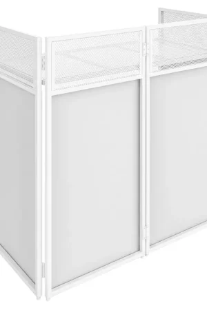 Vonyx DB4W Pro - Stand DJ Repliable 4 Panneaux avec Structure, Toiles et Sacoches, 110 cm - Blanc - Profitez-en