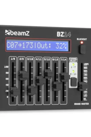 BeamZ BZ14 – Mini Contrôleur DMX 14 Canaux avec 12 Scènes Programmables - Retour gratuit