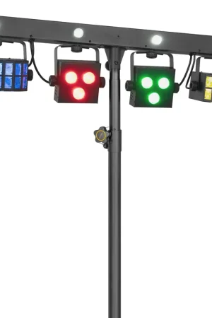 BeamZ SHOWBAR FREE2 - Barre avec 2x Derby, 2x PAR LED RGBW et Stroboscope DMX avec Sac et Pied | Dépêchez-vous