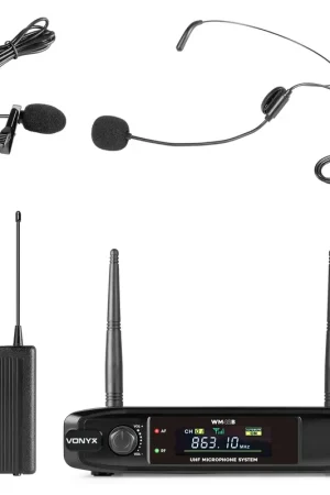 Bien noté | Vonyx WM42B – Micro-Casque Sans Fil UHF avec Émetteur Ceinture et Récepteur