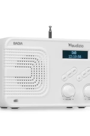 Audizio Badia - Petite Radio DAB+ FM sur Batterie Bluetooth 15W - Blanche - Haute qualité