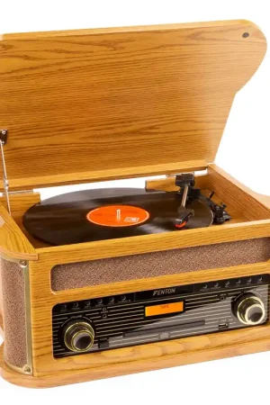 Fenton Memphis Platine Vinyle Bluetooth avec Radio Dab - Bois Clair - Envoi rapide