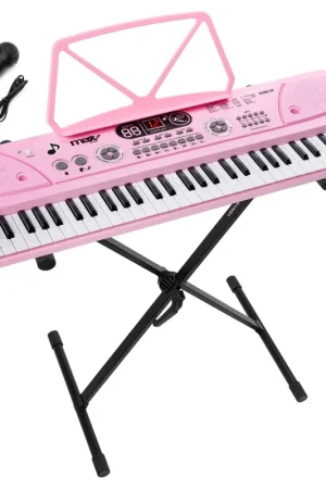 Pack MAX KD61P - Clavier 61 Touches avec Support | Piano Électronique Portable Débutant - Rose | Prix cassé
