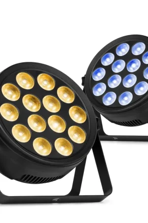 BeamZ BCC165 - Pack de 2 FlatPAR LEDs RGBWA-UV 14x 4W chacun - Extra-Plats avec Télécommande - Projecteurs PAR LED DJ avec Effet UV pour Soirées | Réduction