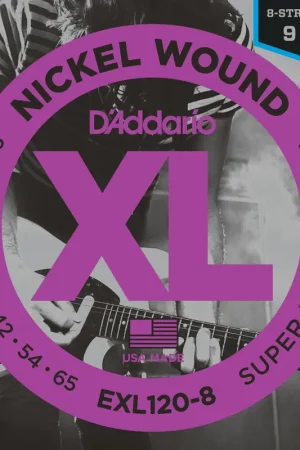 Jeu de Cordes D'addario EXL120-8 File Rond 8 Cordes Super Light 09/65 | Promo exceptionnelle