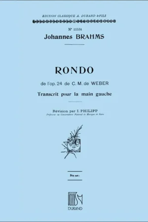 Achetez dès aujourd'hui - Brahms J. Rondo OP 24 de Weber Piano