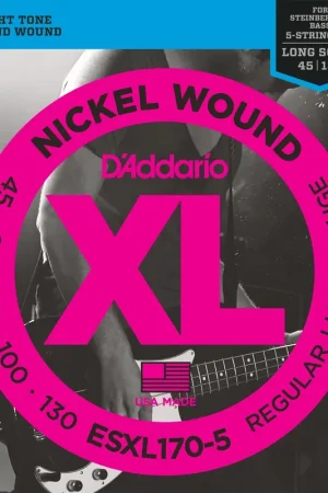 Nouveau au catalogue - Jeu de Cordes Basse D'addario ESXL170-5 5 Cordes File Rond Double Boule 45/130
