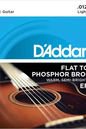 Jeu de Cordes Acoustique D'addario EFT16 Flat Light 12/53 | Réduction
