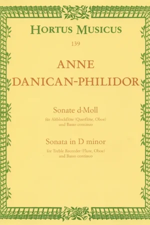 Disponible à la commande - DANICAN-PHILIDOR P. Sonate RE Mineur Flute A Bec Alto OU Flute OU Hautbois