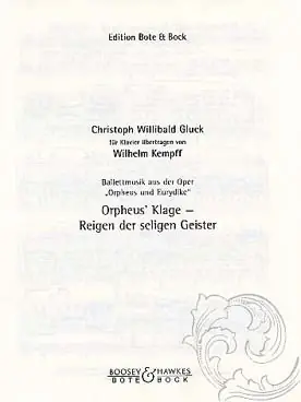 Gluck Ballet Extrait D'orphee Piano - Vente flash
